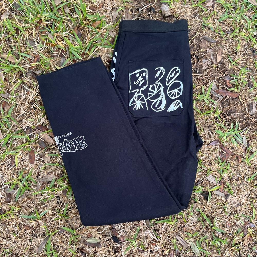 Rare 🔥 Brain dead black designer jeans 
KOGAN PRINTED WORK WEAR STRAIGHT LEG